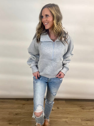 Keep You Close Pullover- Heather Grey