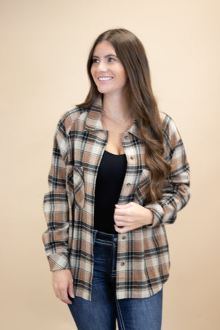 A Direct Result Plaid Top- Mocha