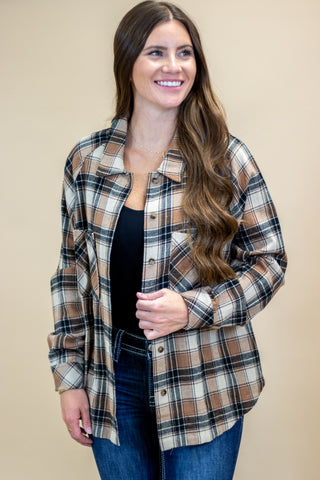 A Direct Result Plaid Top- Mocha