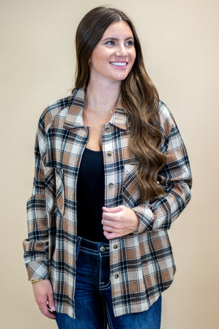 A Direct Result Plaid Top- Mocha