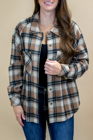 A Direct Result Plaid Top- Mocha