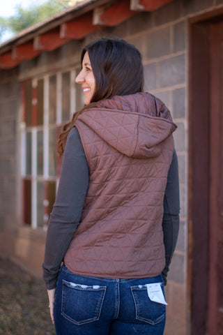 All I Ask Hooded Vest- Brown