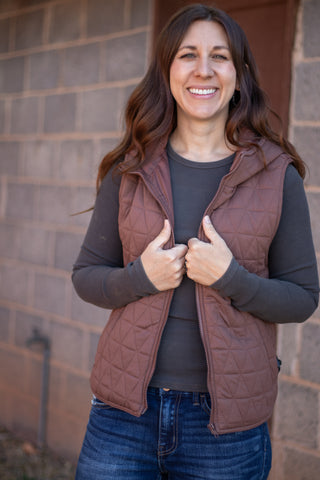 All I Ask Hooded Vest- Brown