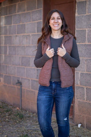 All I Ask Hooded Vest- Brown