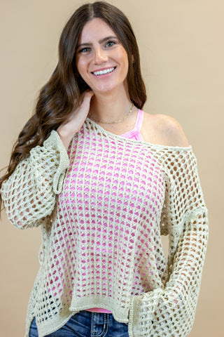 Focus On Me Mesh Sweater- Natural