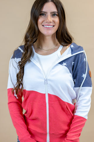 Classic Colorblock FullZip Hoodie- Stars & Stripes