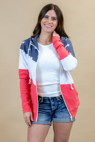 Classic Colorblock FullZip Hoodie- Stars & Stripes