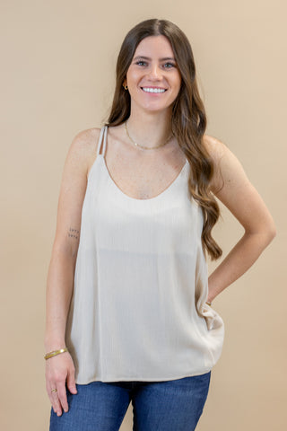 Dalen Double Strap Tank- Sand Beige