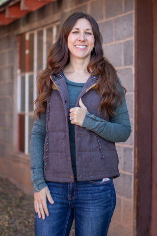 Let's Get Real Vest- Grey/Mustard