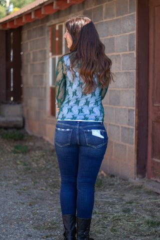 What You Need Lace Top- Pine Green