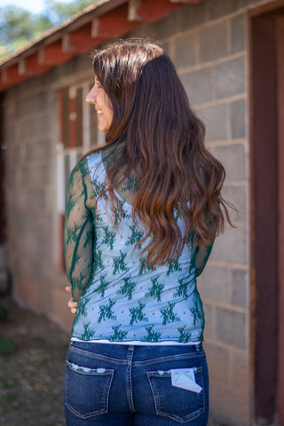 What You Need Lace Top- Pine Green