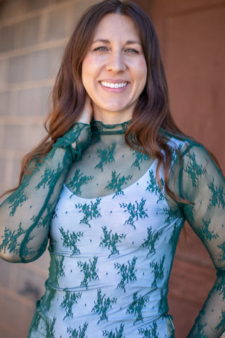 What You Need Lace Top- Pine Green