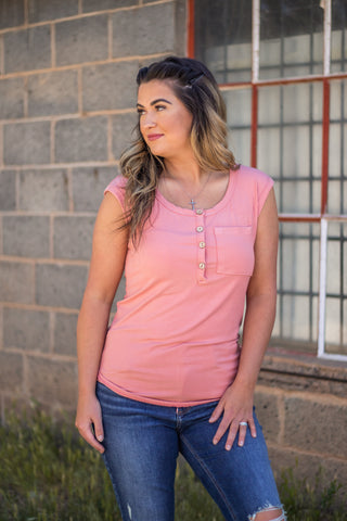 The In Betweens Henley Top- Pink